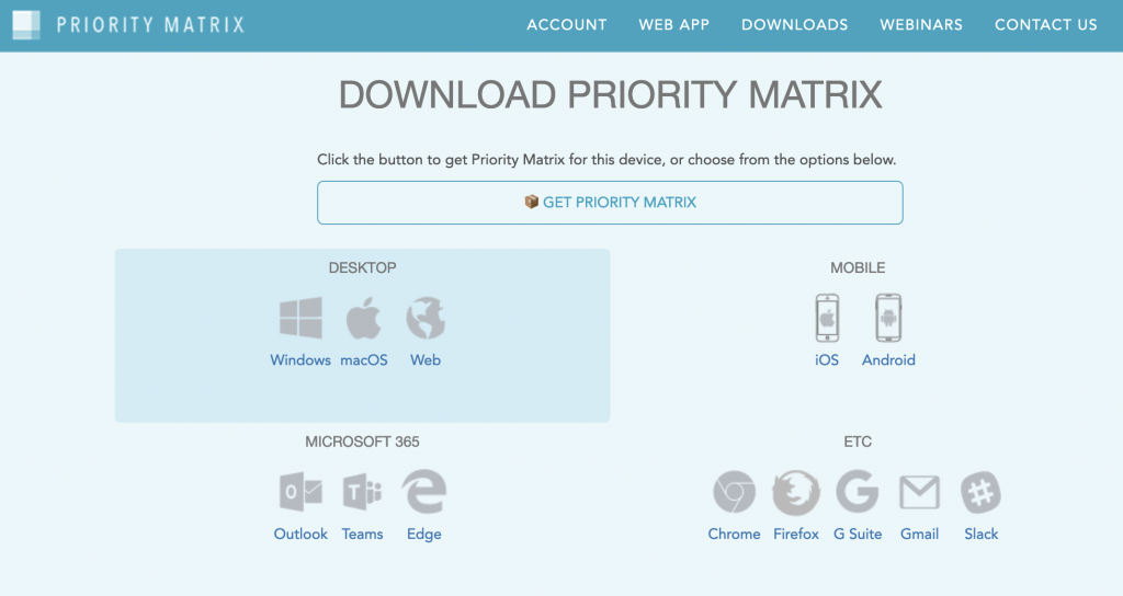 Downloading the Priority Matrix apps