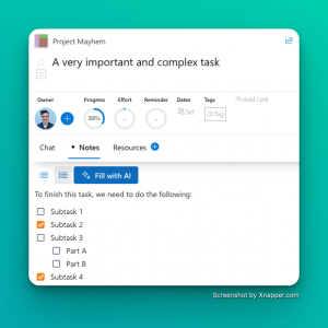 Adding subtasks to a Priority Matrix item