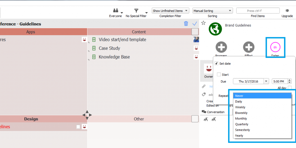 outlook recurring task