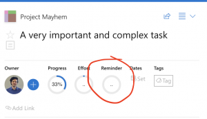 Adding a reminder to a Priority Matrix item