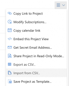 Import from CSV into an existing Priority Matrix project