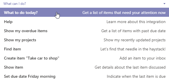 The Priority Matrix chatbot suggests possible questions