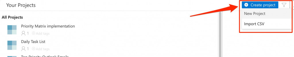 Creating a Priority Matrix project
