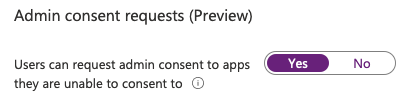 Users can request admin consent