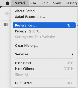 Open Safari preferences