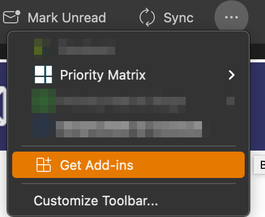 Open menu option "Get Add-ins" in Outlook