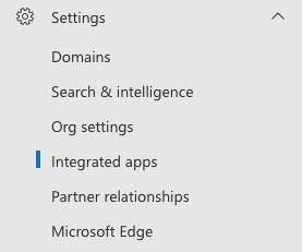 The Integrated Apps section of the Microsoft Admin Center