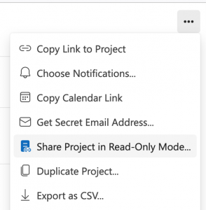 Sharing a Priority Matrix project in read-only mode