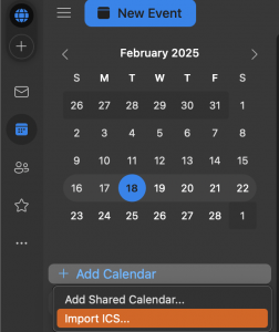 Importing an ICS calendar in Outlook 365