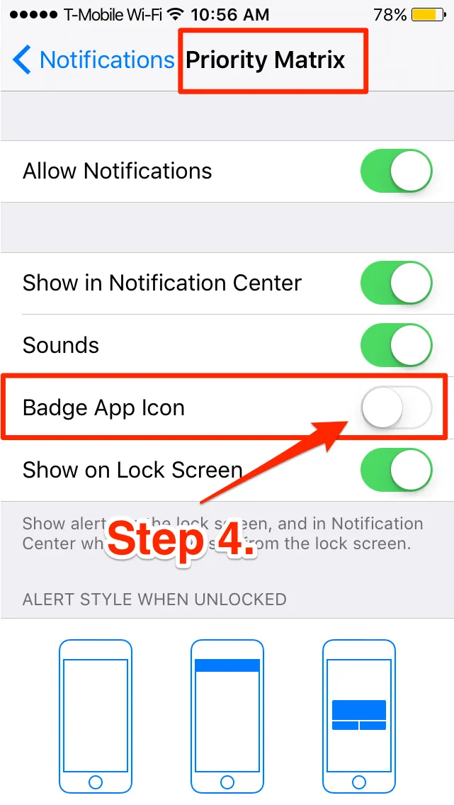 Priority Matrix Badge Notifications 
