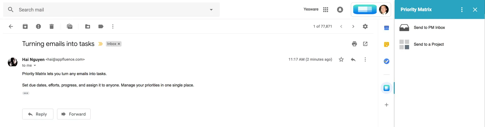 Turn emails into tasks