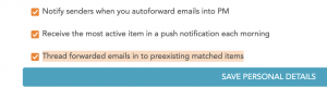Option to thread messages in the same item