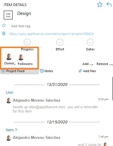 Task owners and followers