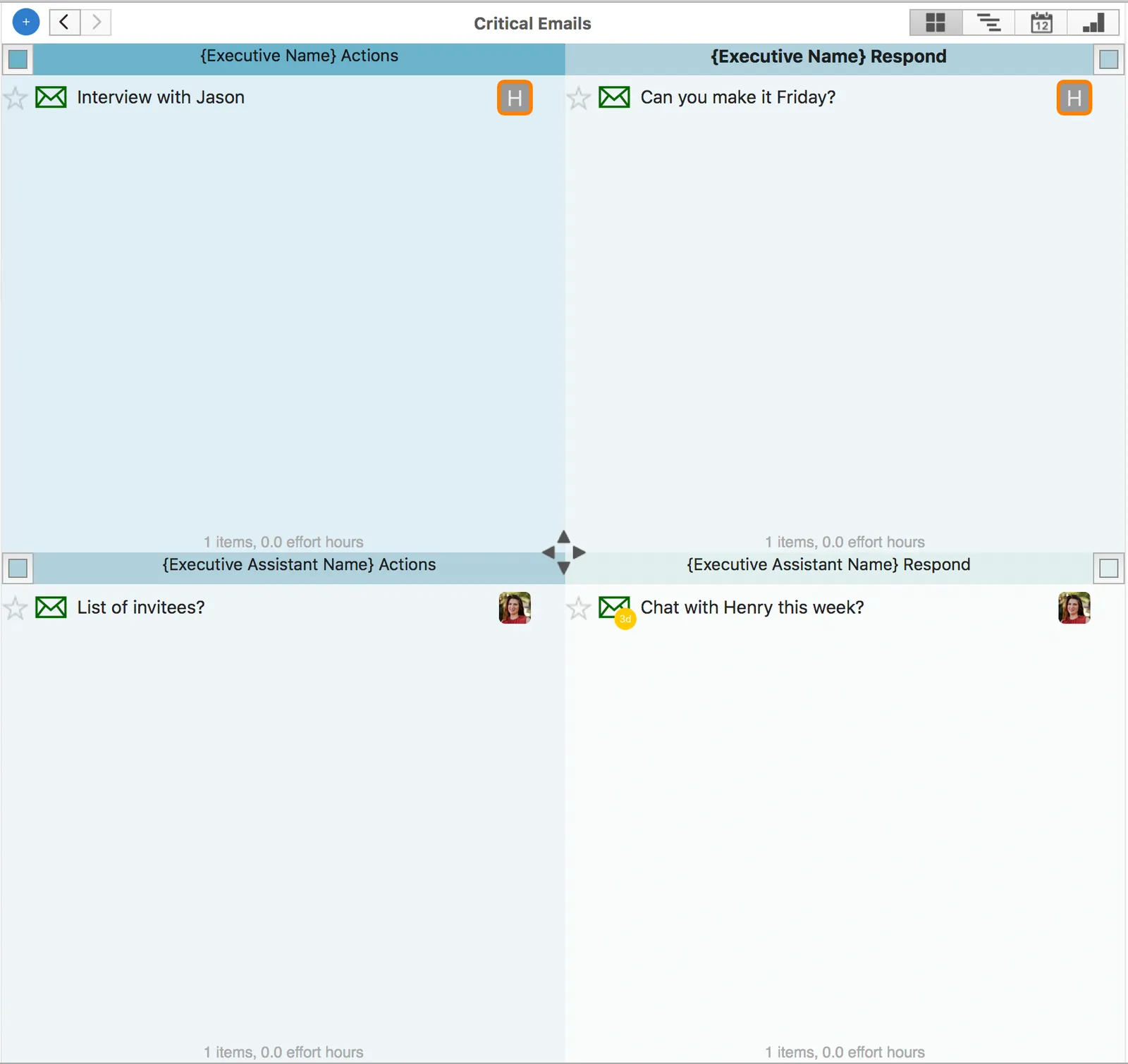 Executive assistant email organization template