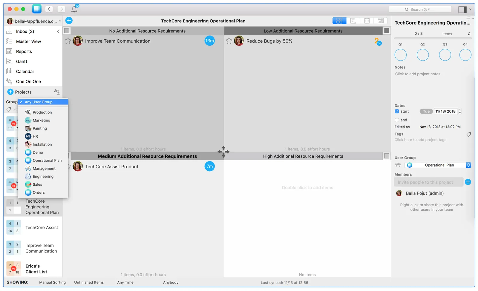 Operational Planning with Priority Matrix Gantt Charts by appfluence.com/productivity