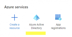 Select AAD in the Azure portal
