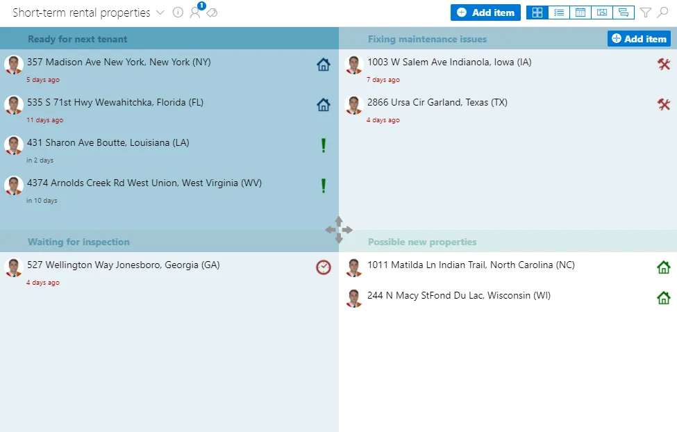 Priority Matrix property management dashboard template