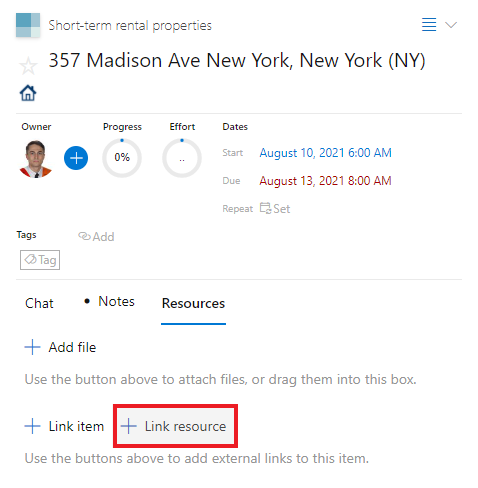 Link resource to item on Priority Matrix