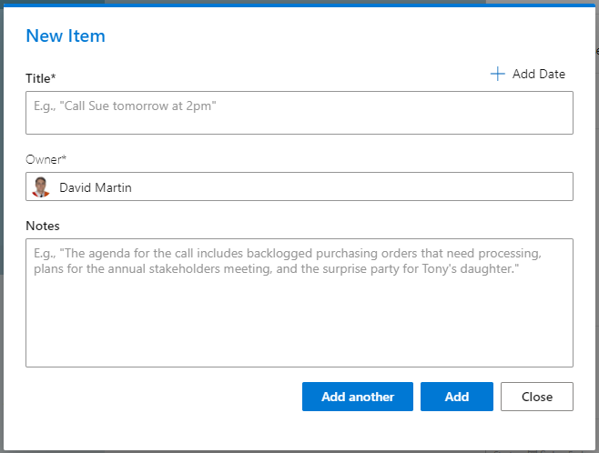 New item on Priority Matrix