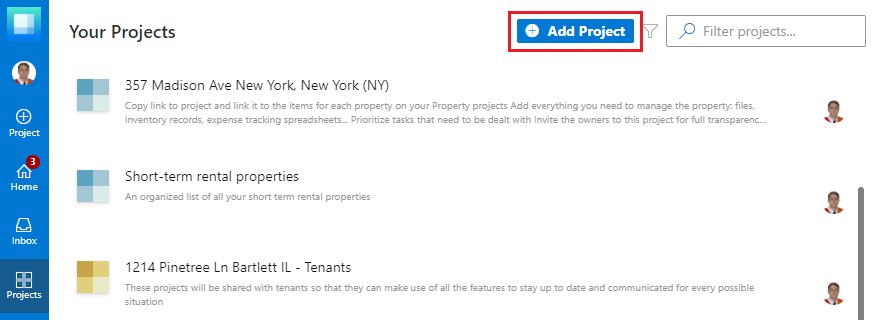 Add new project on Priority Matrix