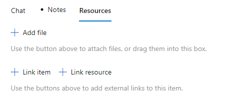 Item resources feature screenshot