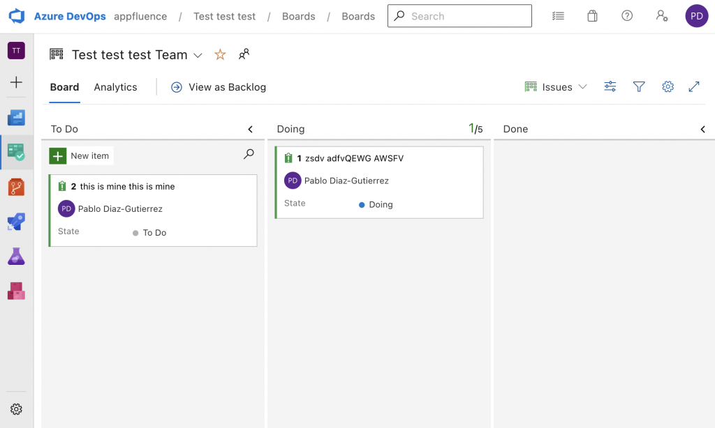 Sample Azure DevOps Board