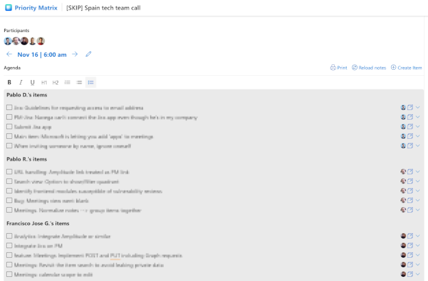 Prepare meeting agendas with Priority Matrix and Microsoft Graph