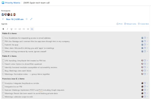 Prepare meeting agendas with Priority Matrix and Microsoft Graph