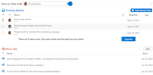 Enhance your one-on-one meetings with Priority Matrix and Microsoft Graph