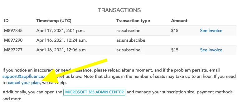 Canceling Priority Matrix from the Appfluence dashboard