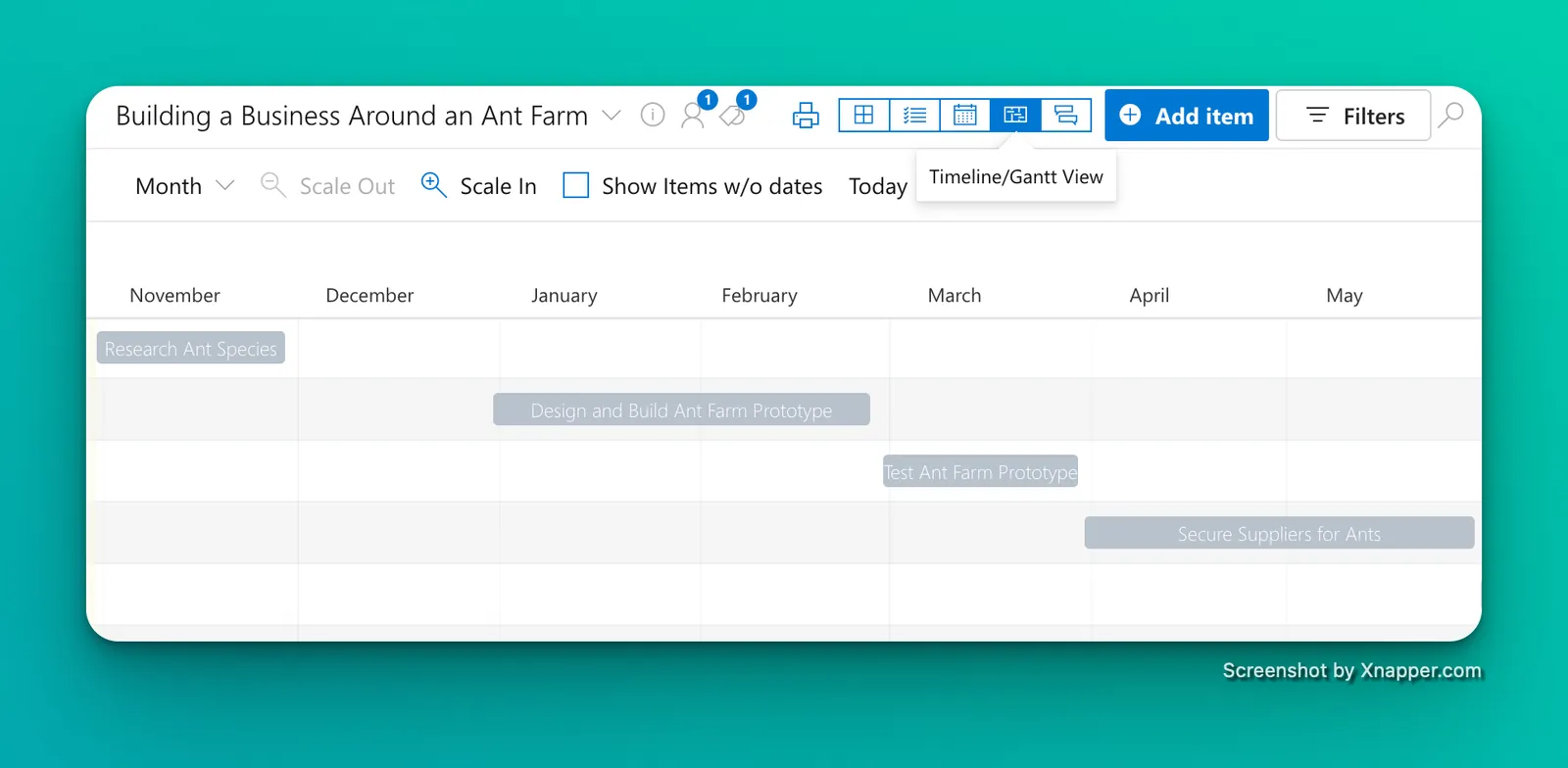 Gantt Chart in Priority Matrix