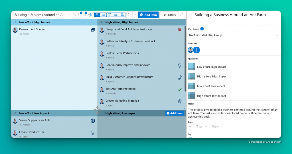 Ant colony project in Priority Matrix