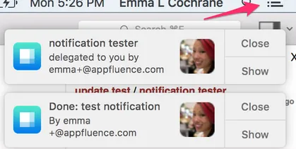 Priority Matrix notifications in a macOS computer