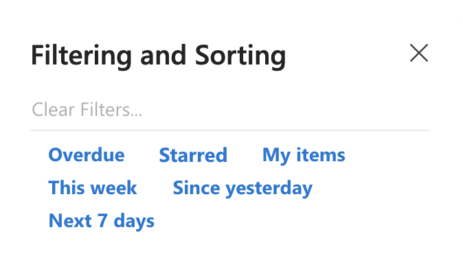 Filteirng and sorting items in Priority Matrix