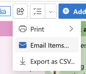 Printing or emailing Priority Matrix projects and items